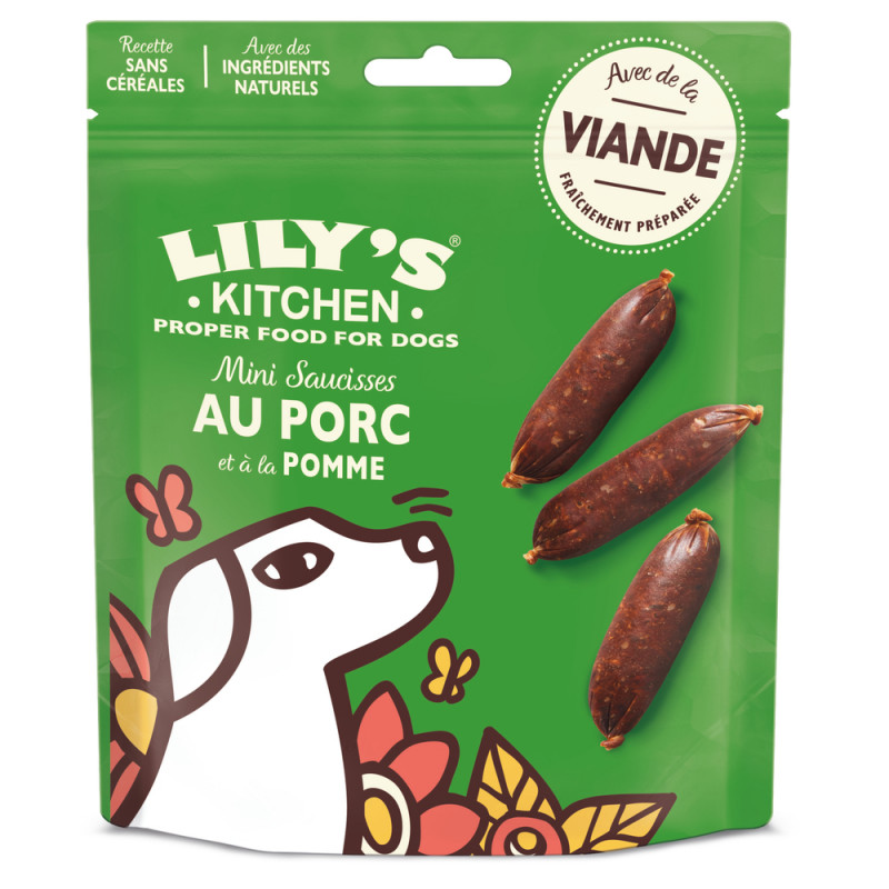 Friandises pour chien : mini saucisses au porc et
