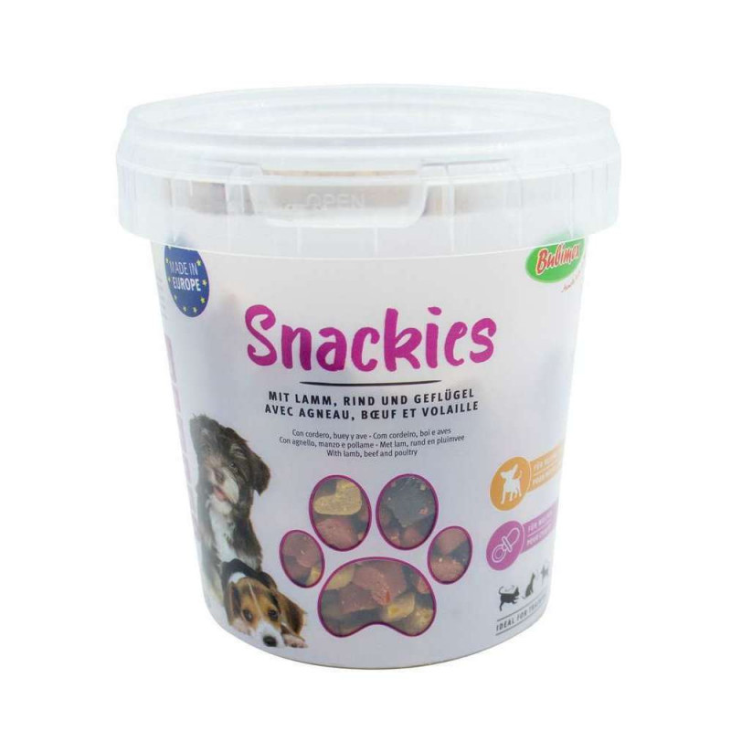 Snackies Agneau, Buf et Volaille pour chien 500g