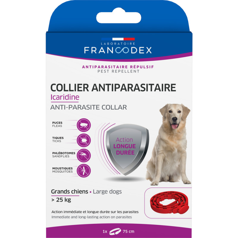 Collier Antiparasitaire Icaridine rouge pour grand
