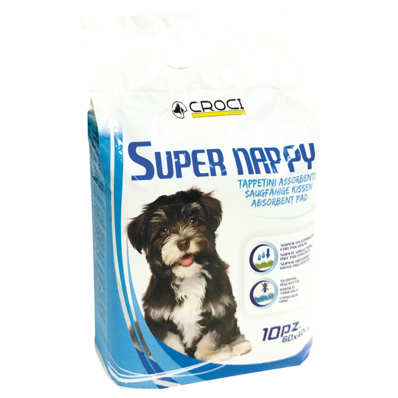 Tapis absorbant super nappy pour chien 60x60cm 10