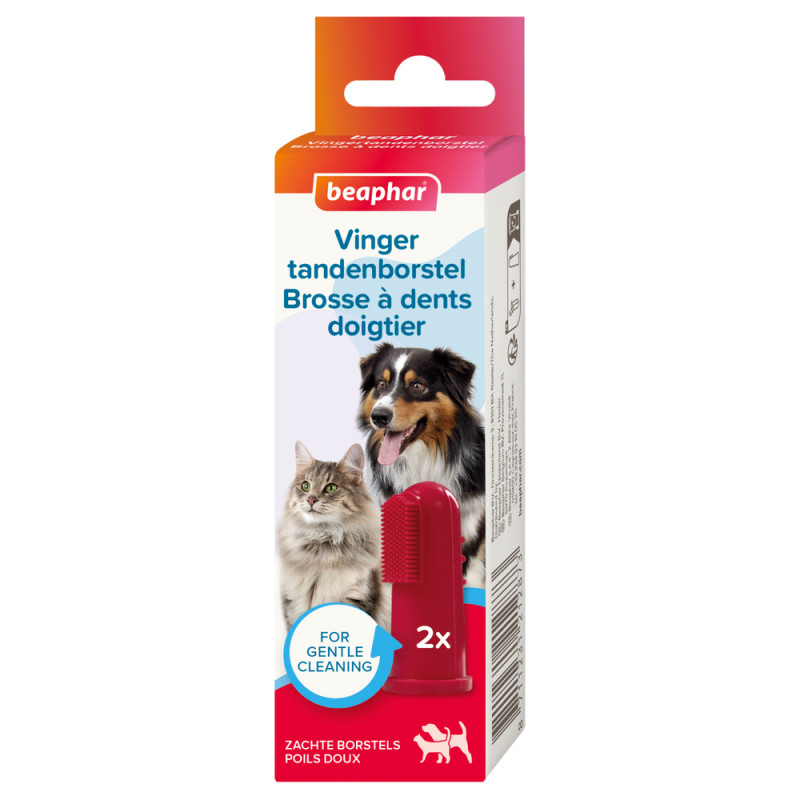 Brosse à dents doigtier pour chien et chat x2