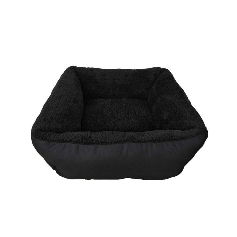 Coussin Carré Doux Noir pour chien S