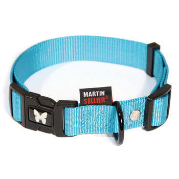 Collier chien réglable: nylon turquoise, 55cm