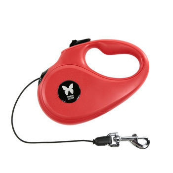 Laisse retractable + cordon S Rouge 5M