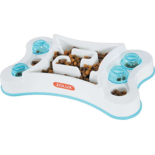 Ecuelle anti-glouton rextangle blanche et bleu - 3