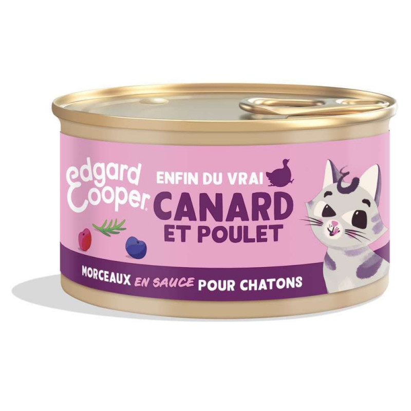 Morceaux canard/poulet chaton : boîte, 85g