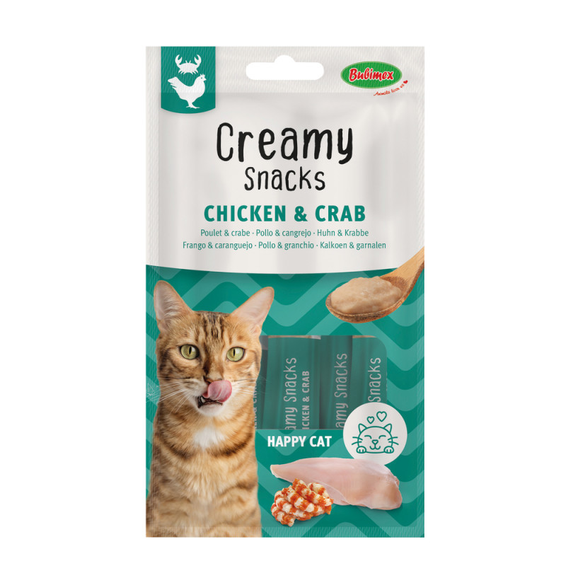 Friandise pour chat : creamy snacks, poulet et cra