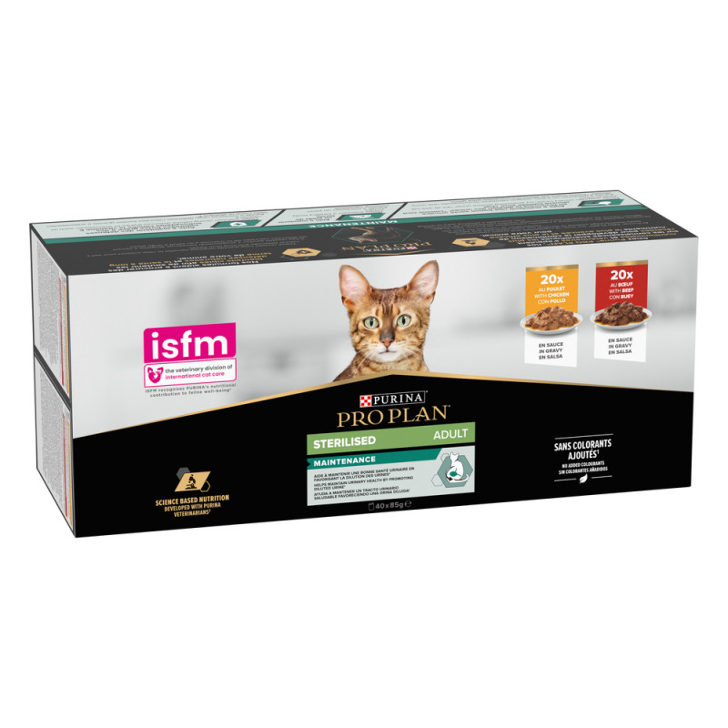 Morceaux en sauce pour chat adulte stérilisé, buf