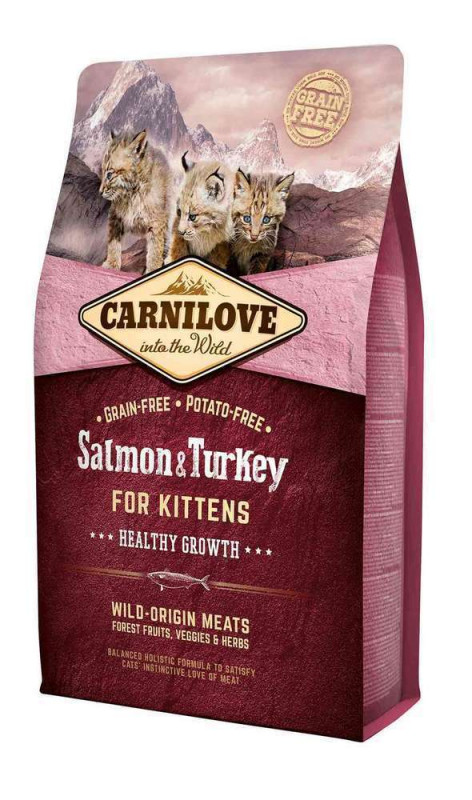 Croquettes Carnilove saumon/dinde chaton 2 Kg