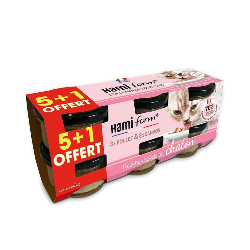 Pack de 6 pots chaton- 5+1 Offert