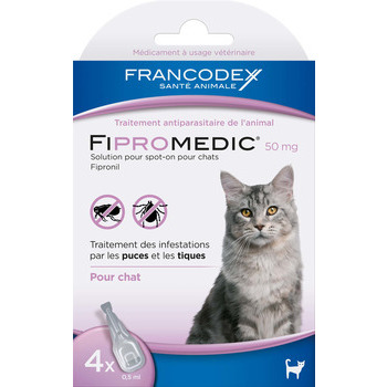 Fipromedic 50mg pour chat : 4 pipettes de 0,5ml
