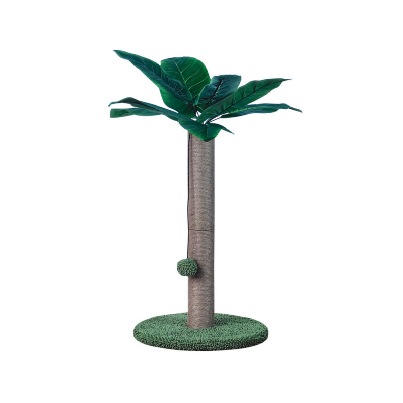 Poteau griffoir avec feuilles synthétiques - H. 58