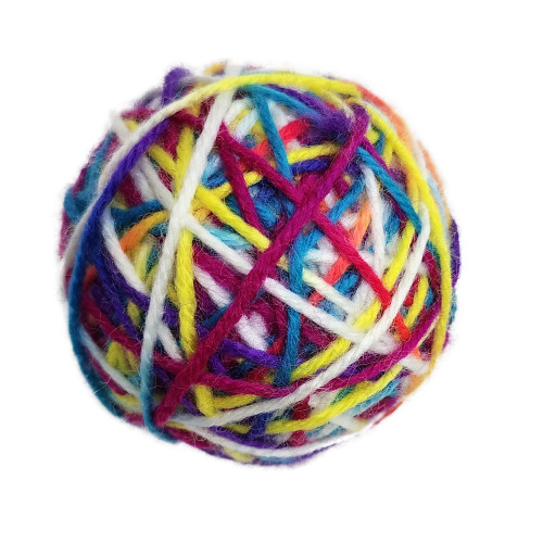 Jouet pour chat : pelote arc-en-ciel, en coton - L