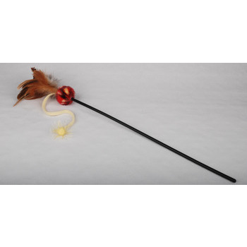 Canne à pêche ponpon et plumes : L44 cm