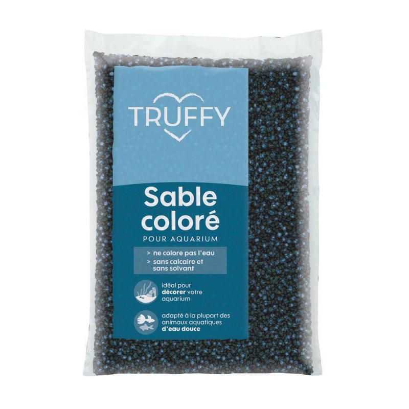 Sable coloré pour aquarium bleu/noir 1Kg