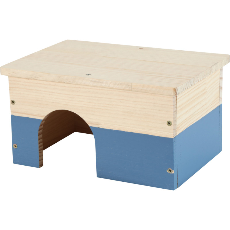 Maison en bois Neolife bleue pour cochon d'inde L.