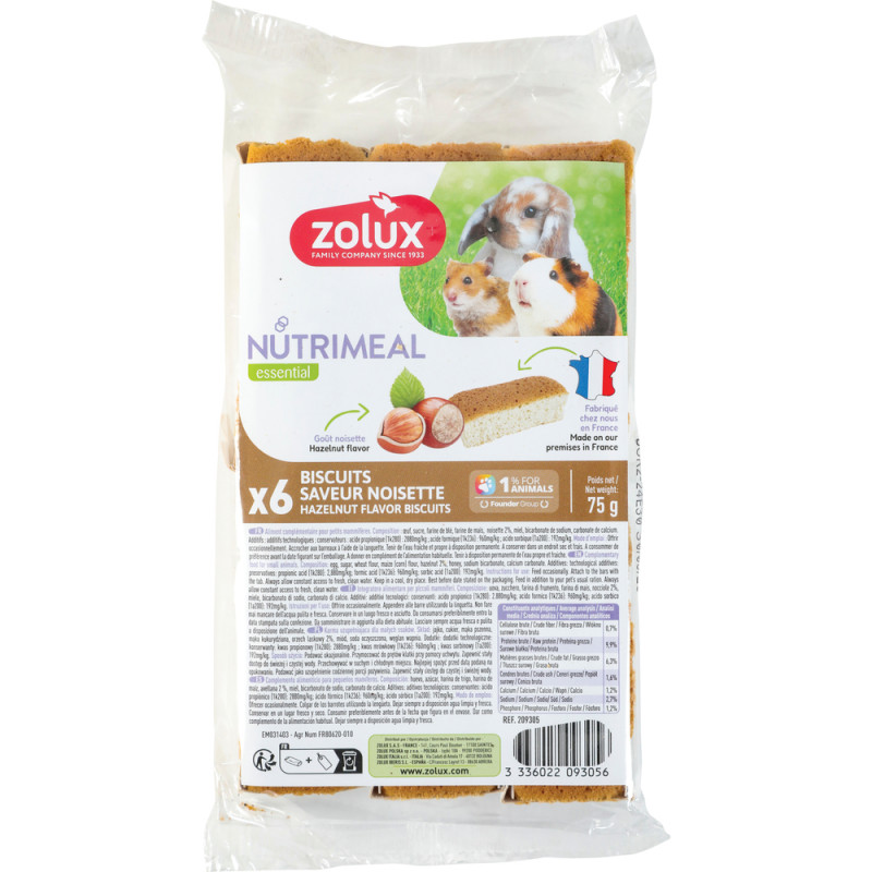 Biscuits Nutrimeal noisette pour rongeurs x6
