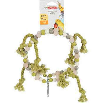 Balancoire roue bois et corde pour oiseau