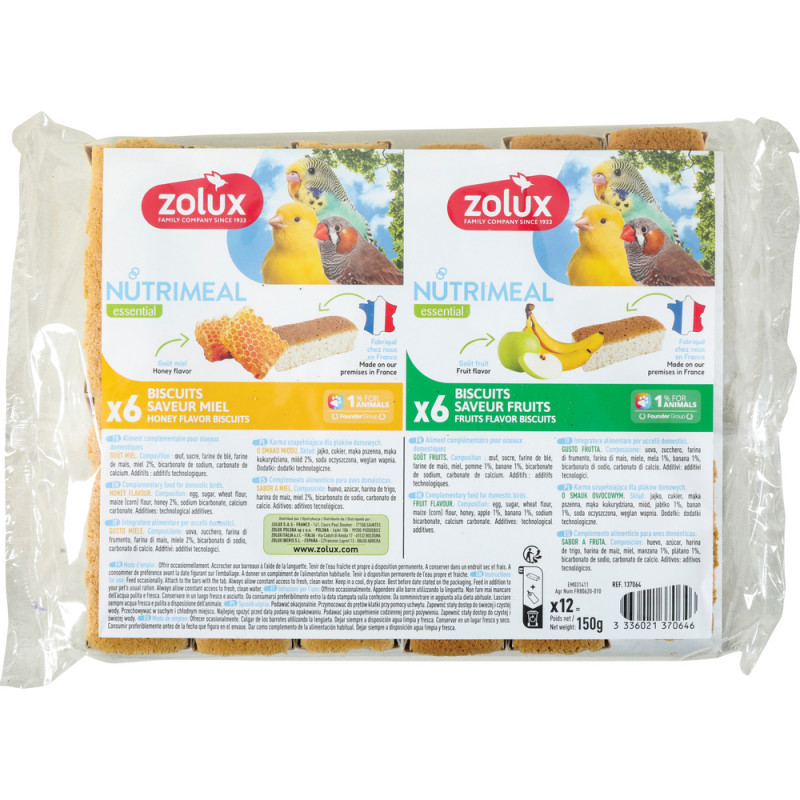 Biscuits Nutrimeal miel et fruits pour oiseaux dom