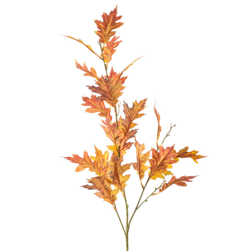 Branche artificielle de chêne, coloris orange - H.
