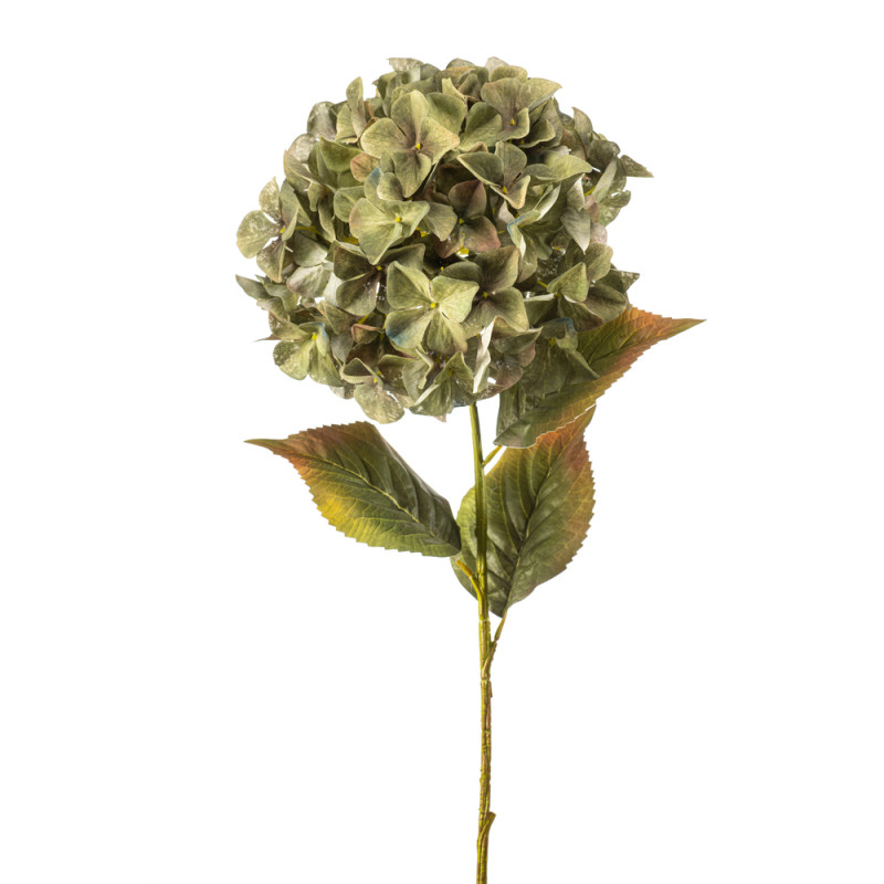 Fleur artificielle : tige d'hydrangea, coloris ver