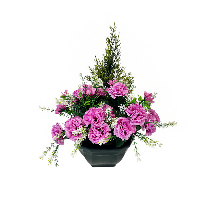 Composition florale artificielle en pot, coloris m