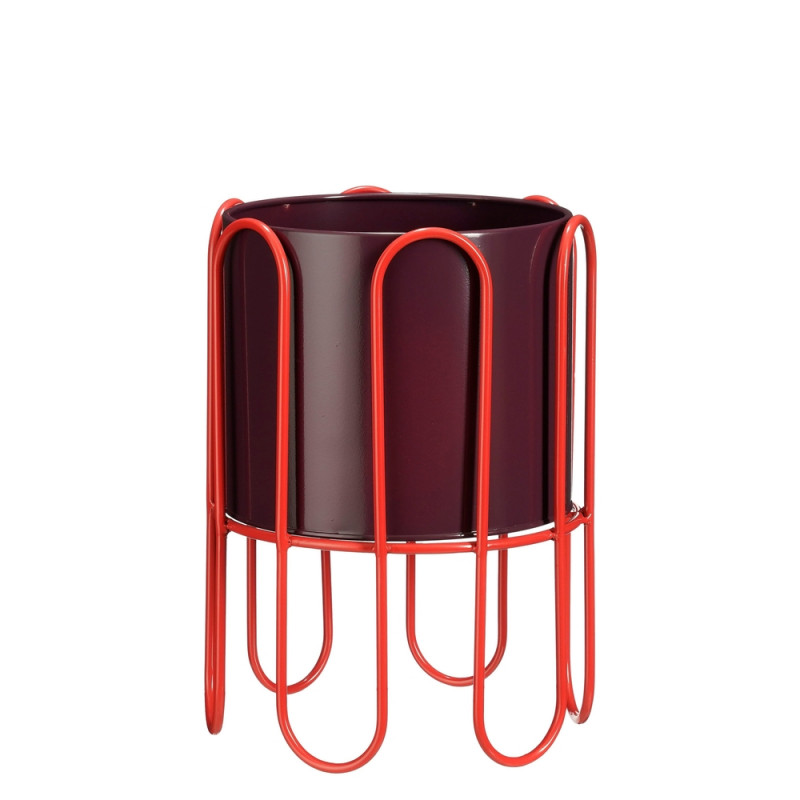 Pot Dione en fer, coloris rouge - H. 35xD. 25,5cm