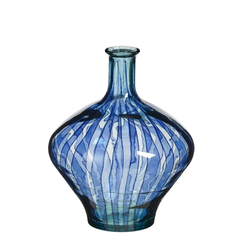 Vase en verre recyclé 'Palermo', coloris bleu - H.