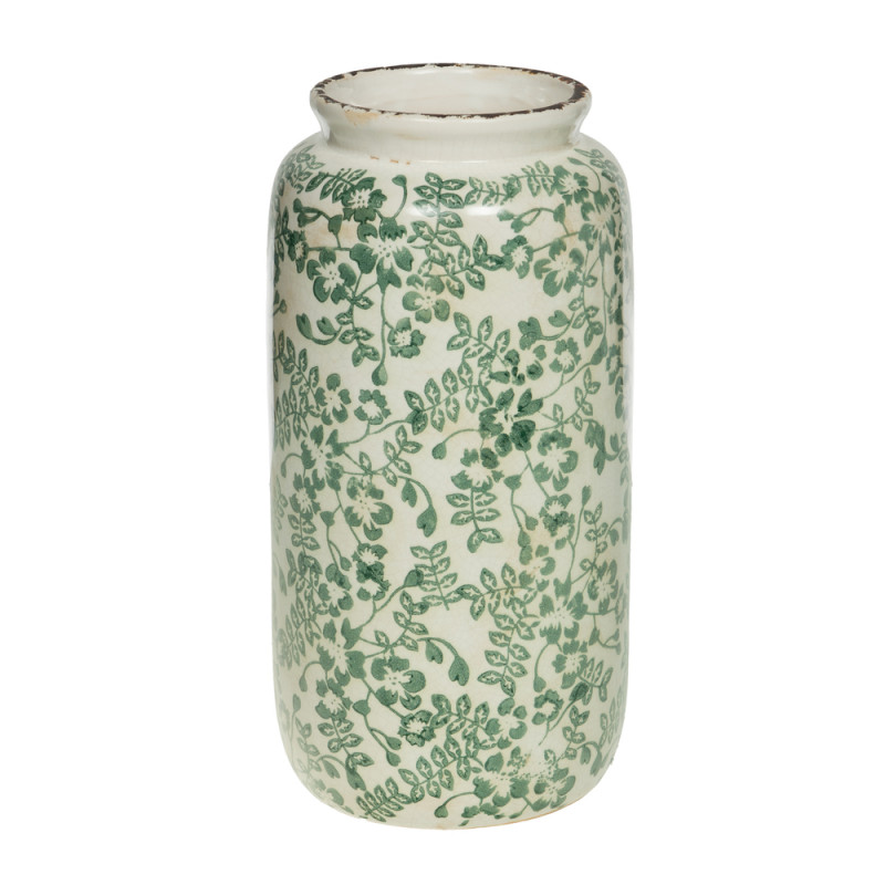 Vase à fleurs tamponné , coloris vert - D. 17,5cm