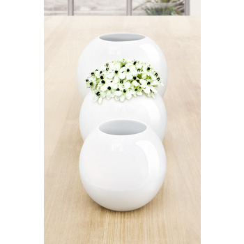 Vase BALLS blanc brillant h15cm dia17