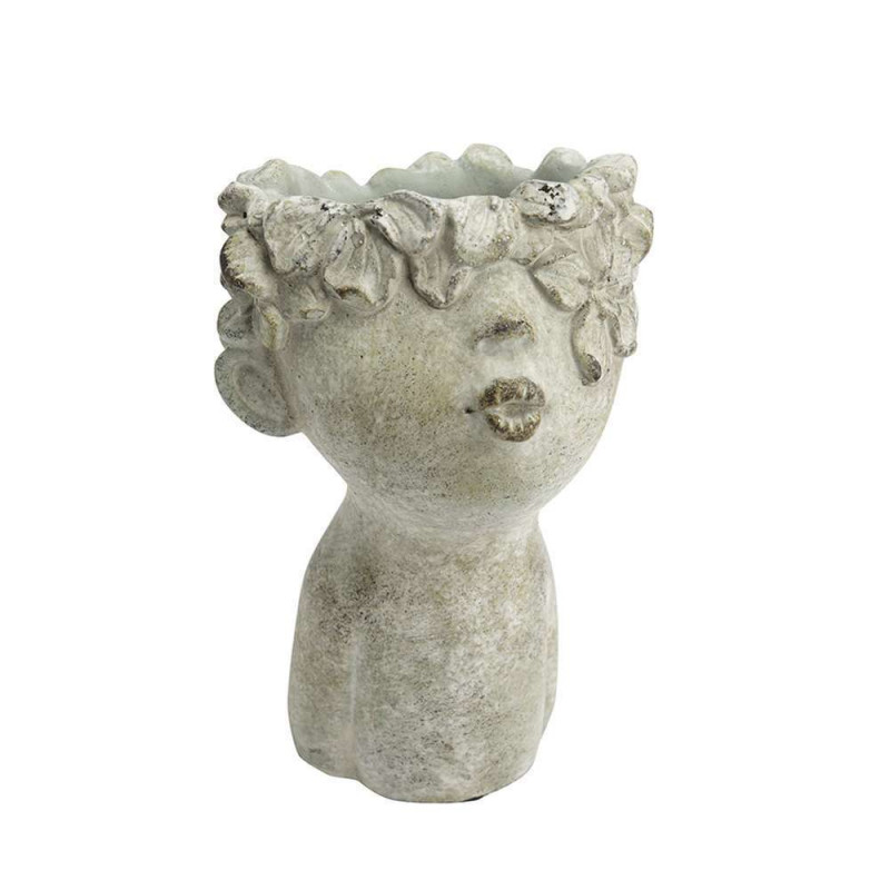 Vase en pierre' Enfant et fleurs' - L. 11,5xl. 11,