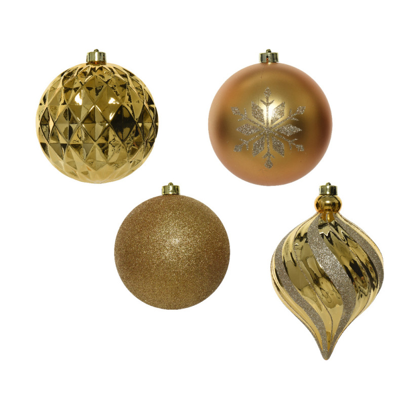 Assortiment 6 boules de Noël, coloris or clair - D