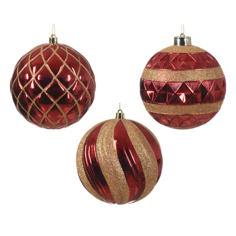 Boule de Noël, coloris rouge/bronze - D. 12cm