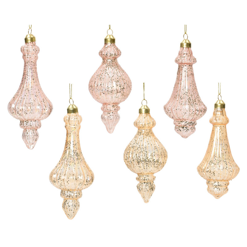 Suspension ornement verre paillettes