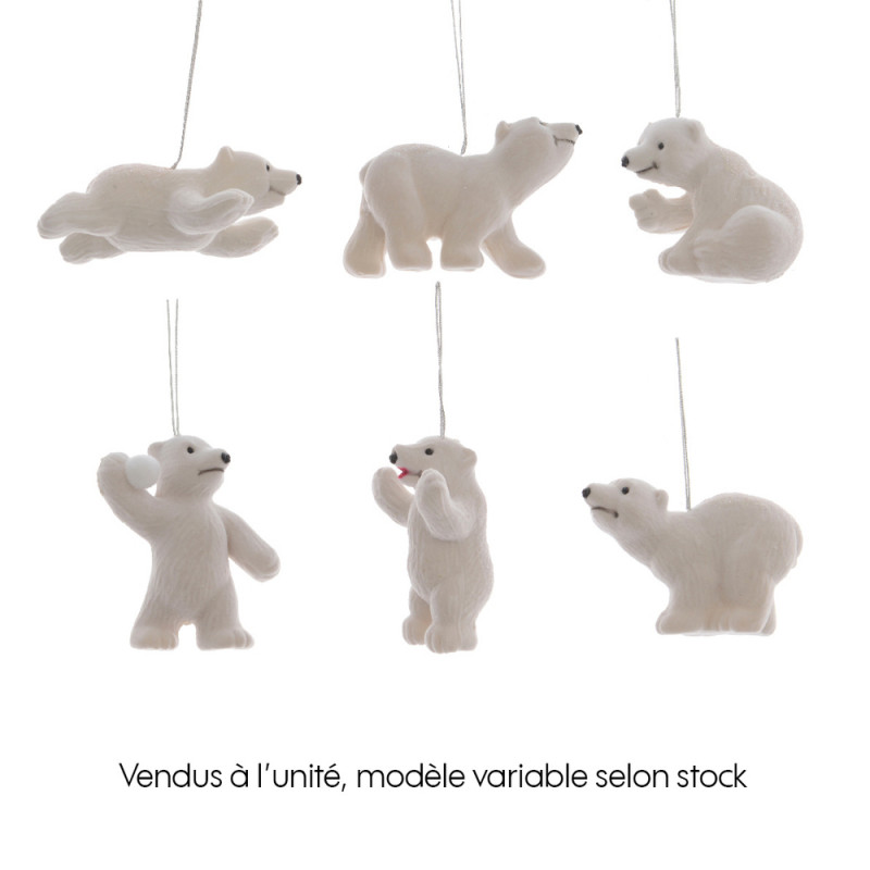 Suspension de Noël : ours polaire, finition paille
