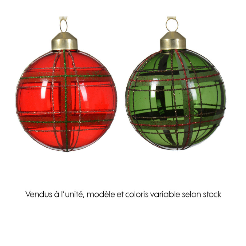 Boule de Noël en verre avec croisillons pailletés
