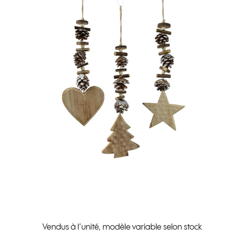 Suspension de Noël : Figurine en bois de sapin blo