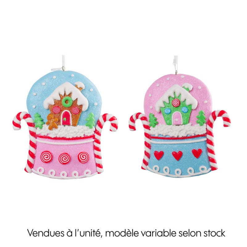 Suspension de Noël : boule à neige en résine - H.