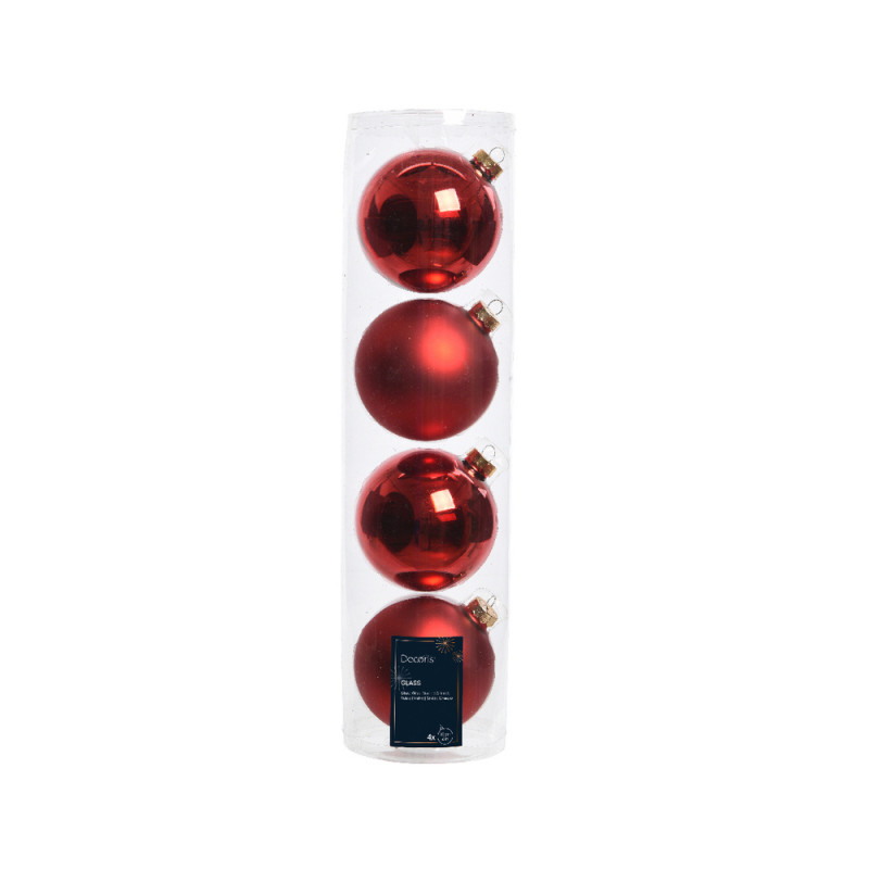 4 boules de Noël en verre mat et brillant, coloris