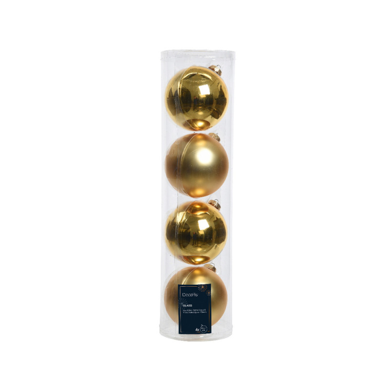 4 boules de Noël en verre mat et brillant, coloris