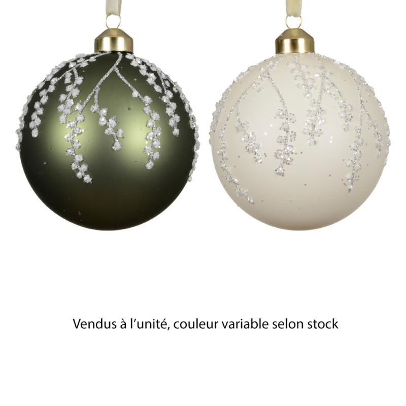 Boule de Noël en verre : motif branches, coloris b
