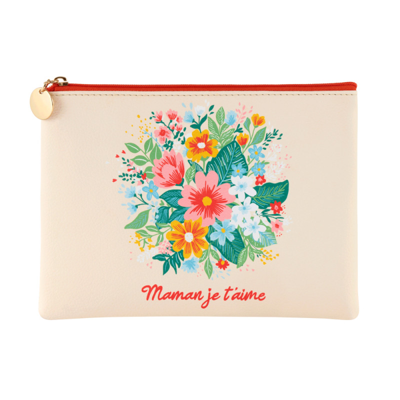 Trousse 'Maman je t'aime', motif fleurs - L. 20xl.