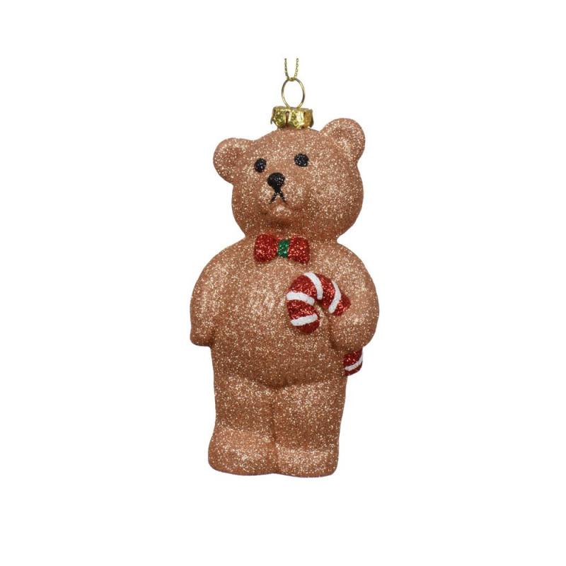 Suspension de Noël pailletée 'Ours', coloris marro