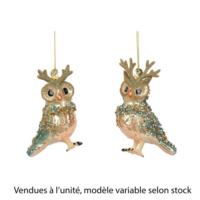 Chouette de Noël en verre à suspendre, modèle vari