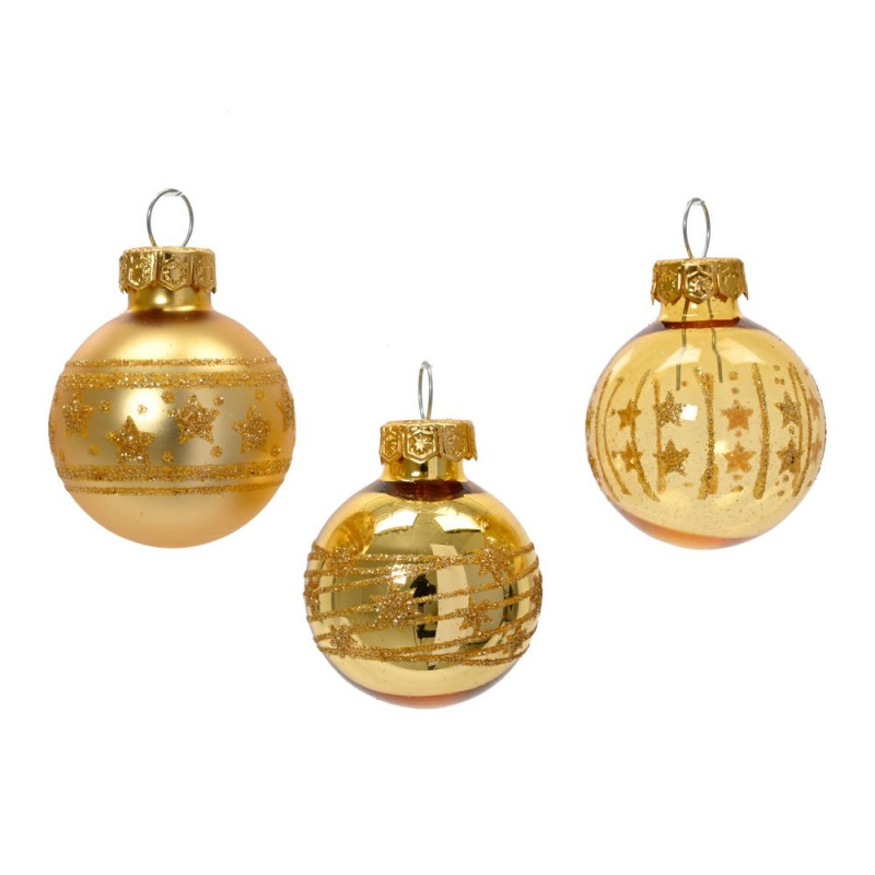 Lot de 9 boules de Noël en verre, coloris or - D.