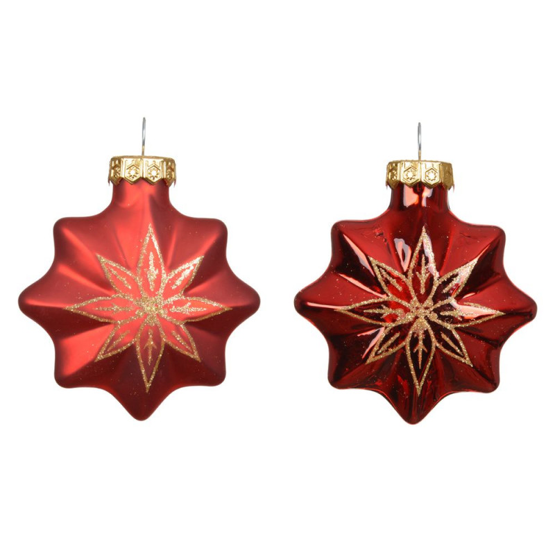 Lot de 6 boules de Noël en verre, coloris rouge -