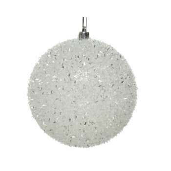 Boule de Noël pailletée, coloris blanc - D. 10cm