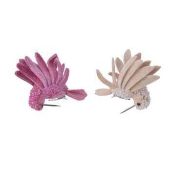 Colibri mousse à clipser velours rose H 9 cm
