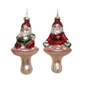 Figurine verre sur champignon H 16 cm