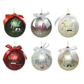Boule de Noël en verre décors message d 10 cm